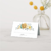 Mustard Yellow Floral Sage Grüne Moderne Hochzeit Platzkarte (Vorderseite)