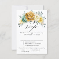 Mustard Yellow Floral Sage Grüne Moderne Hochzeit