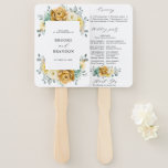 Mustard Yellow Floral Sage Modernes Hochzeitsprogr Fächer<br><div class="desc">Moderner, eleganter Frühjahr / Mittelsommer Hochzeitsprogramm Hand Fan bietet ein Bouquet von weichem Wasser Farbe Senf gelben Rosen / Peonies mit grüne grüne grüne Blätter / botanische Blätter / eucalyptus / succulents. Weitere passende Designs und Variationen finden Sie in meinem "Blitzweddingpaperie" Shop. Und zögern Sie nicht, mich für weitere Anpassungen...</div>