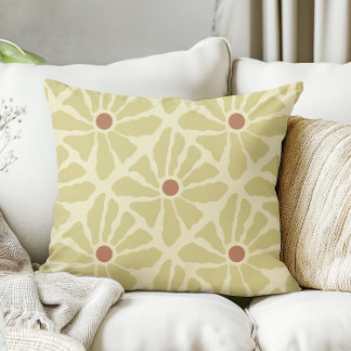 Mustard Yellow Funky Boho Hand Drawn Blume Kissen