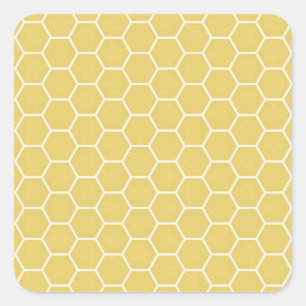 Mustard Yellow Geometric Honeycomb Hexagon Muster Quadratischer Aufkleber