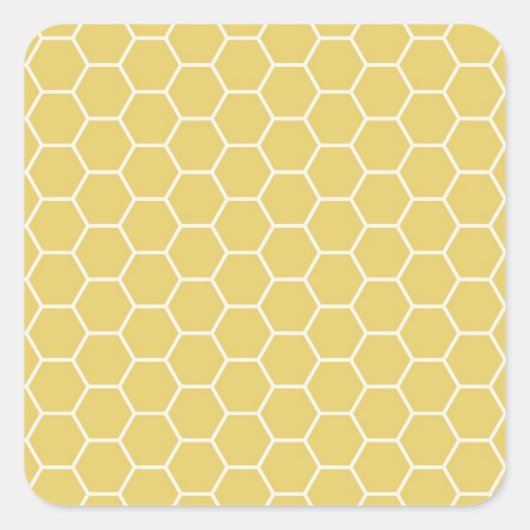 Mustard Yellow Geometric Honeycomb Hexagon Muster Quadratischer Aufkleber (Vorderseite)
