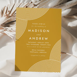 Mustard Yellow Geometric Swirl Wedding Einladung