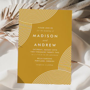 Mustard Yellow Geometric Swirl Wedding Einladung