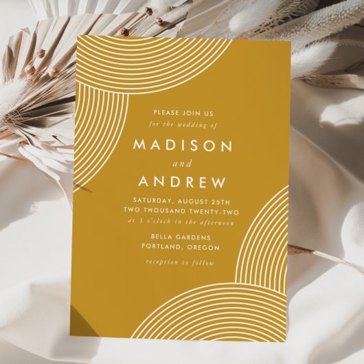 Mustard Yellow Geometric Swirl Wedding Einladung