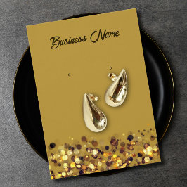 Mustard yellow gold QR code earring display card