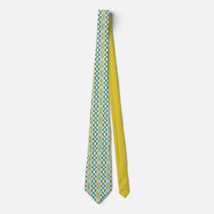 Mustard Yellow Green Blue Lila Geometric Muster Krawatte