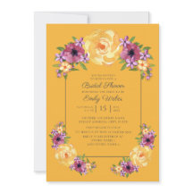 Mustard Yellow Lila Floral Brautparty Einladung