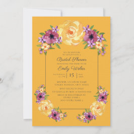 Mustard Yellow Lila Floral Brautparty Einladung