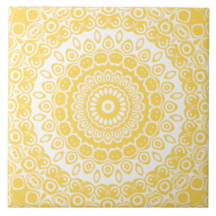 Mustard Yellow Mandala Pattern Fliese