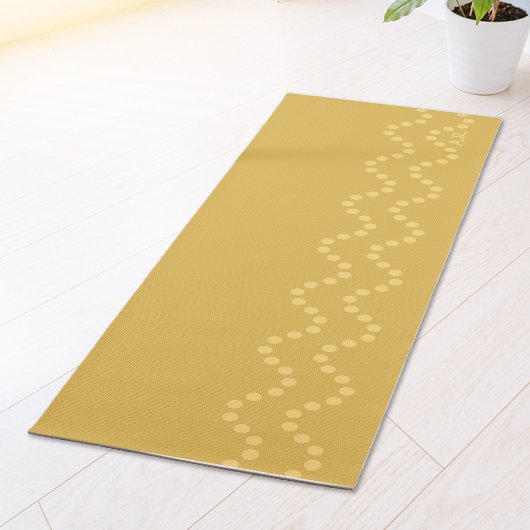 Mustard Yellow Minimal Dotted Wavy Lines Initials Yogamatte