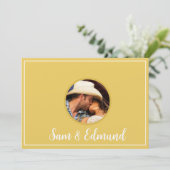 Mustard Yellow Minimalistisch - Foto - Dankeschön- Einladung (Stehend Vorderseite)