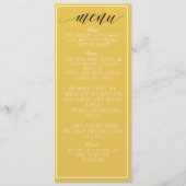 Mustard Yellow Minimalistisch Menu Programm (Vorderseite)