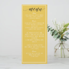 Mustard Yellow Minimalistisch Menu Programm