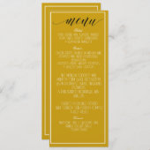 Mustard Yellow Minimalistisch Menu Programm (Vorne/Hinten)