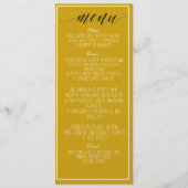 Mustard Yellow Minimalistisch Menu Programm (Vorderseite)