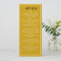 Mustard Yellow Minimalistisch Menu