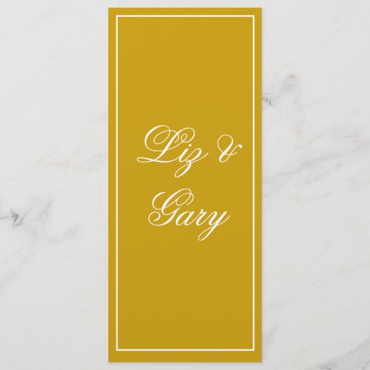 Mustard Yellow Minimalistisch Menu Programm (Rückseite)