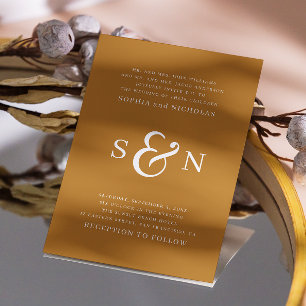 Mustard Yellow Minimalistisch Wedding - Typografie Einladung