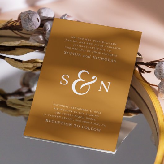 Mustard Yellow Minimalistisch Wedding - Typografie Einladung