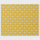 Mustard Yellow - Minimalistisches Panda-Muster Geschenkpapier (Flach)