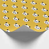 Mustard Yellow - Minimalistisches Panda-Muster Geschenkpapier (Ecke)