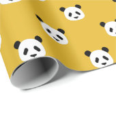 Mustard Yellow - Minimalistisches Panda-Muster Geschenkpapier (Rolleneckpunkt)