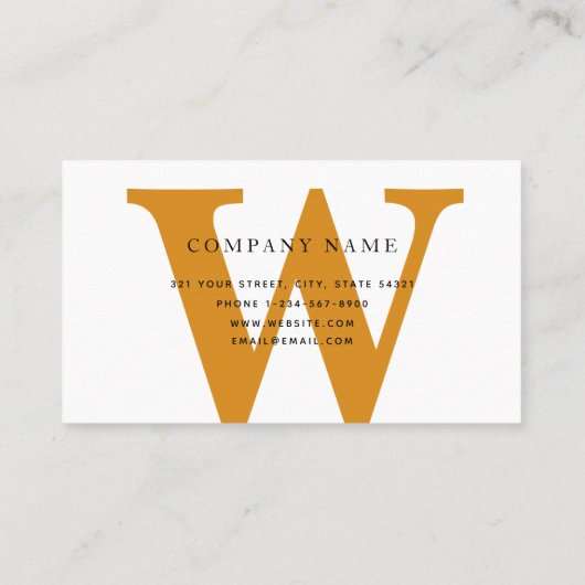 Mustard Yellow Mit Monogramm Moderne Minimalistisc Visitenkarte (Rückseite)