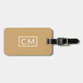 Mustard Yellow Modern Monogram Simple Initials Gepäckanhänger (Vorderseite horizontal)