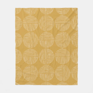 Mustard Yellow Moderne Linke Circles Minimalistisc Fleecedecke