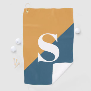 Mustard Yellow Navy Blue Monogram Golfhandtuch
