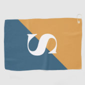 Mustard Yellow Navy Blue Monogram Golfhandtuch (Horizontal)