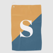 Mustard Yellow Navy Blue Monogram Golfhandtuch (Vorderseite)