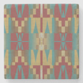 Mustard Yellow Ochre Brown Maroon Red Tribal Art Steinuntersetzer (Vorderseite)