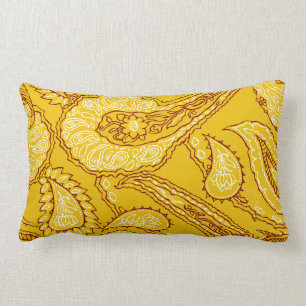 Mustard Yellow Paisley Print Summer Fun Girl Lendenkissen