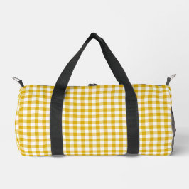 Mustard Yellow Plaid Gingham Retro Color Duffle Bag