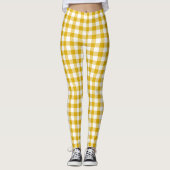 Mustard Yellow Plaid Gingham Retro Color Leggings (Vorderseite)