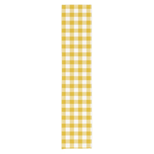 Mustard Yellow Plaid Gingham Retro Table Runner Kurzer Tischläufer (Vorderseite)