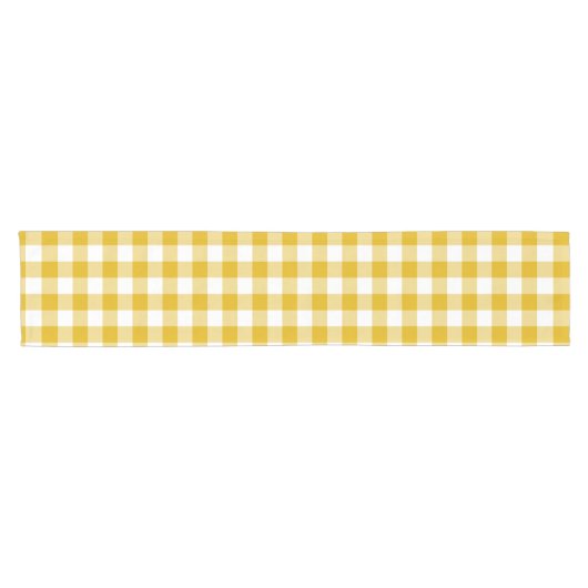Mustard Yellow Plaid Gingham Retro Table Runner Kurzer Tischläufer (Horizontal)