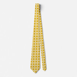Mustard Yellow Plaid Shamrock Clover Neck Tie Krawatte