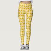 Mustard Yellow Plaid Shamrock Clover Retro Color Leggings (Vorderseite)
