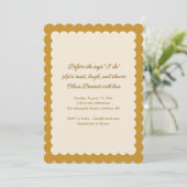 Mustard Yellow Scalloped Edge Bridal Shower Einladung (Stehend Vorderseite)