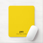 Mustard Yellow Simple Minimal Monogram und Name Mousepad (Mit Mouse)