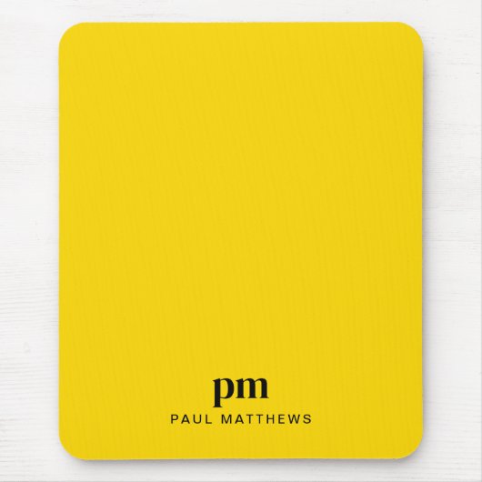 Mustard Yellow Simple Minimal Monogram und Name Mousepad (Vorne)
