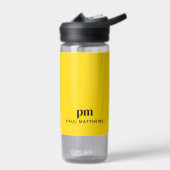 Mustard Yellow Simple Minimal Monogram und Name Trinkflasche (Links)