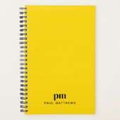Mustard Yellow Simple Monogram Initials und Name Planer (Vorderseite)