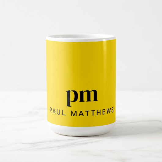 Mustard Yellow Simple Monogram und Name Kaffeetasse (Mittel)