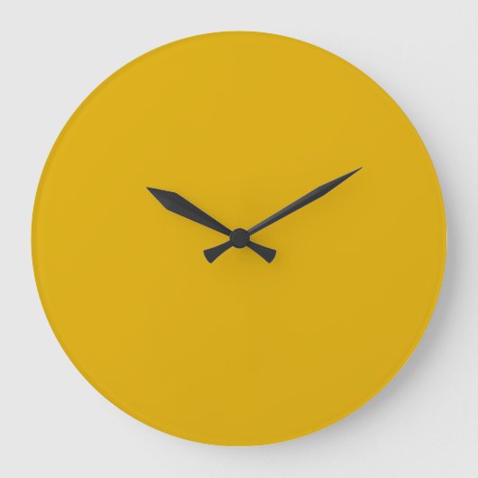Mustard Yellow Solid Color Große Wanduhr (Vorderseite)