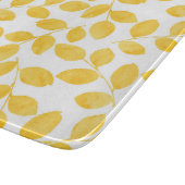 Mustard Yellow Watercolor Blätter Muster Schneidebrett (Ecke)