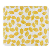 Mustard Yellow Watercolor Blätter Muster Schneidebrett (Vorderseite)
